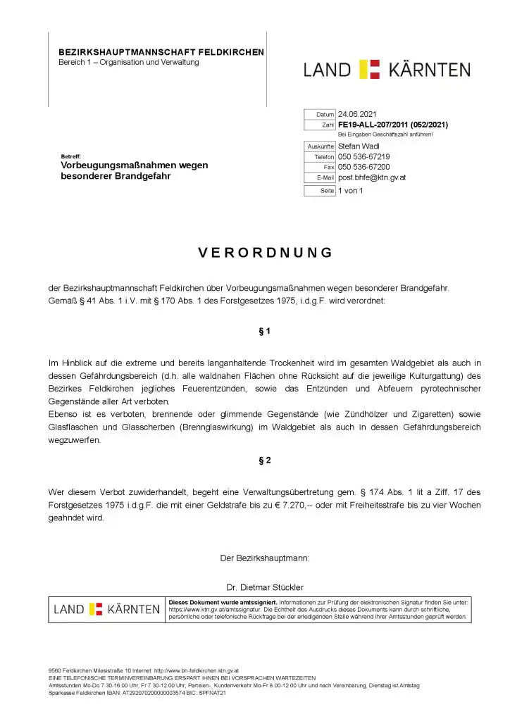 Vorbeugungsmaßnahmen wegen besonderer Brandgefahr